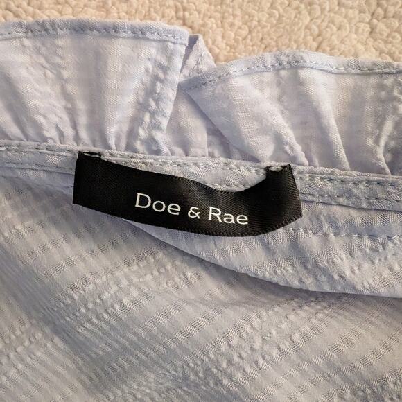 Doe & Rae Blue Ruffle V Neck Top - Picture 5 of 13